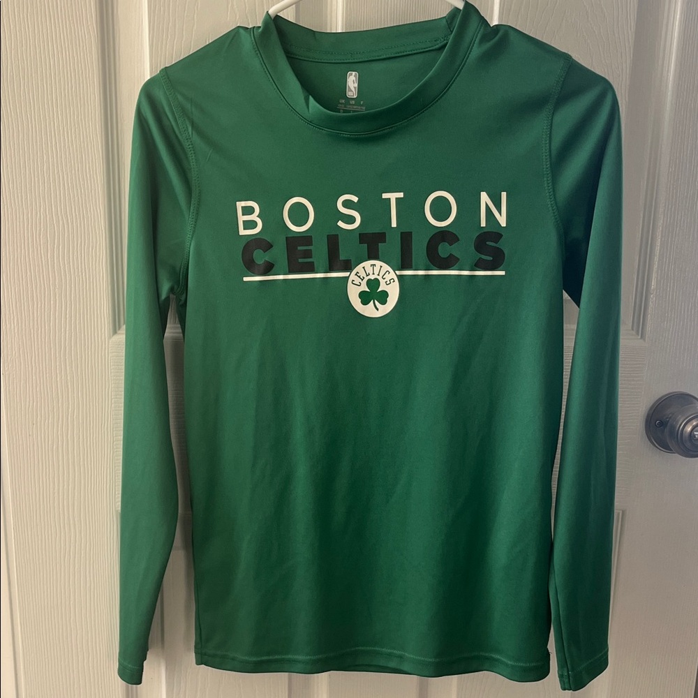 NBA Green Kid’s Dry Fit Long Sleeve Shirt with Logo